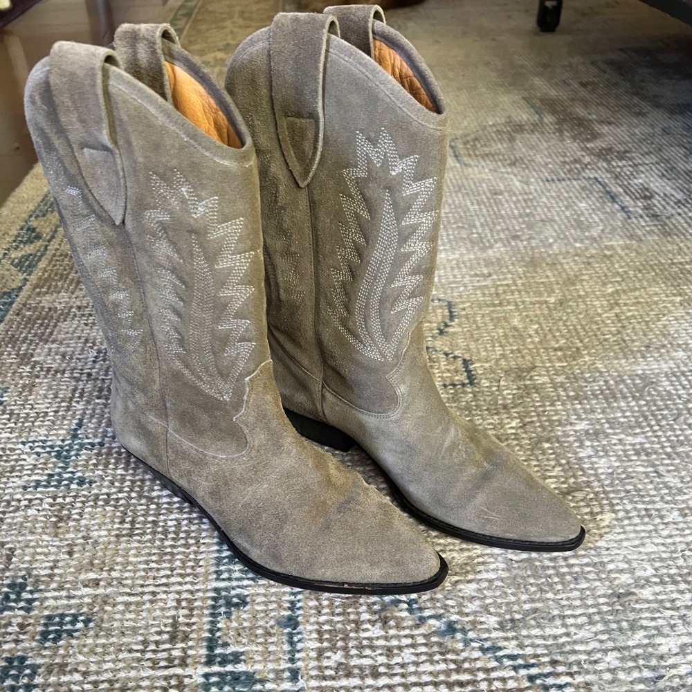 Isabel Marant Dallin Suede Cowboy Boots $1125  Blogger Celebrity Favorite $1125